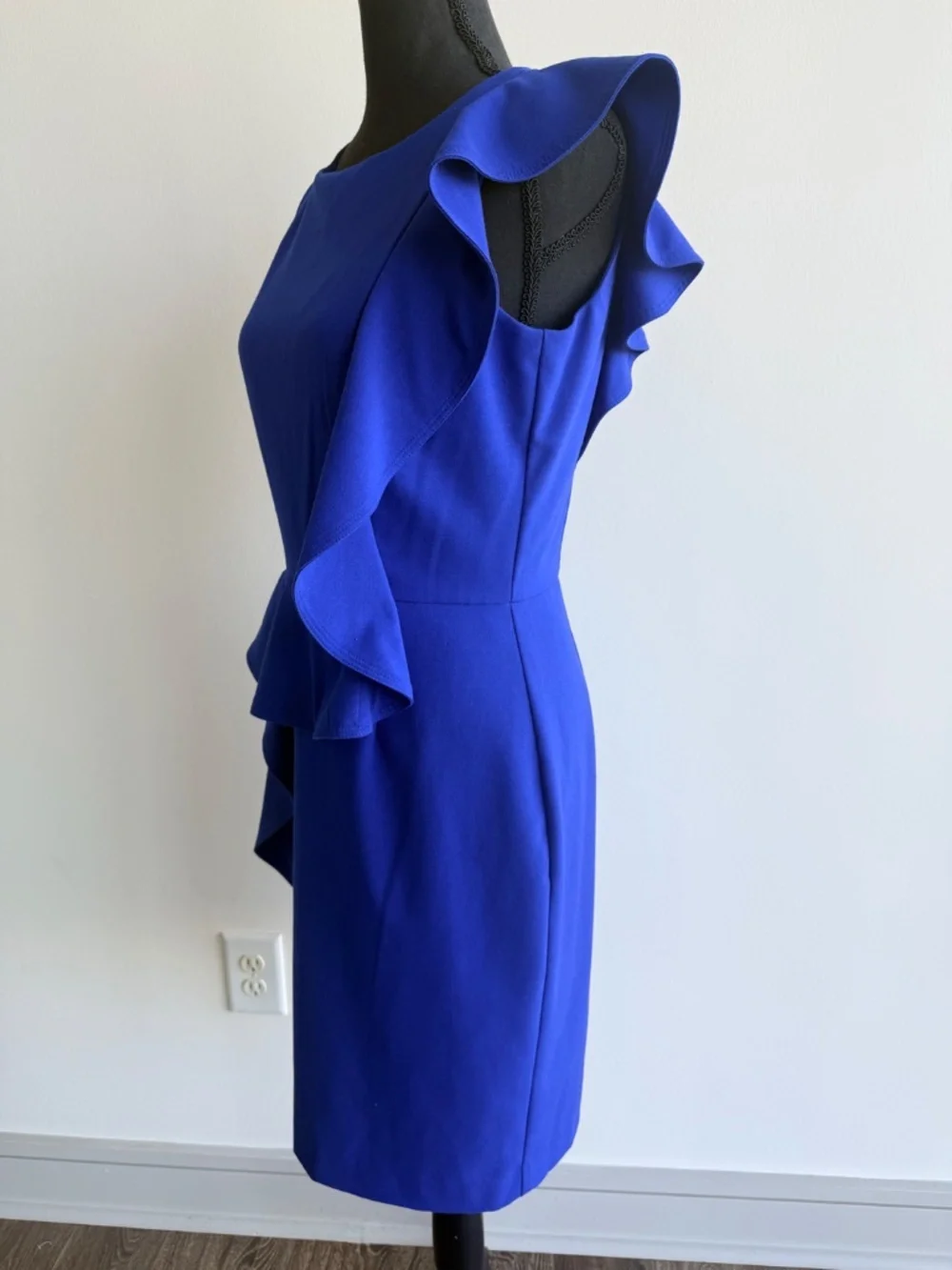 Calvin Klein Royal Blue Sleeveless Blue Ruffle Dress